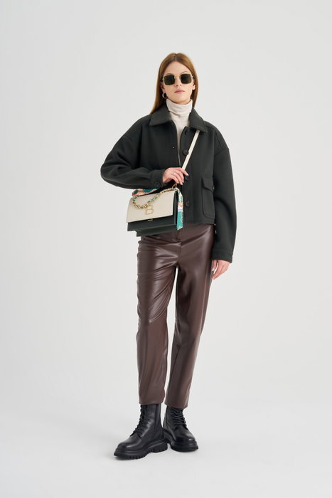 Lucky Bees Bolso Bandolera 918 Crema y Verde Oscuro